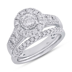 0.40ct Round Brilliant Center and 1.20ct Side 14k White Gold Diamond Wedding Set