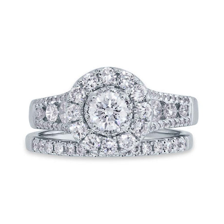 0.40ct Round Brilliant Center and 1.20ct Side 14k White Gold Diamond Wedding Set