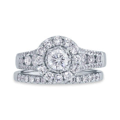 0.40ct Round Brilliant Center and 1.20ct Side 14k White Gold Diamond Wedding Set