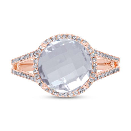 0.20ct Diamond & 4.49ct White Topaz 14k Rose Gold Ring