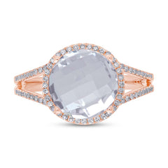 0.20ct Diamond & 4.49ct White Topaz 14k Rose Gold Ring
