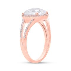 0.20ct Diamond & 4.49ct White Topaz 14k Rose Gold Ring