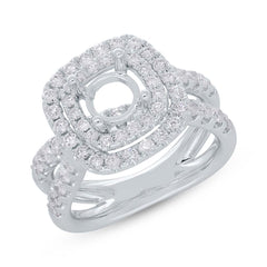 1.40ct 14k White Gold Diamond Semi-mount Ring for 1.50ct Center