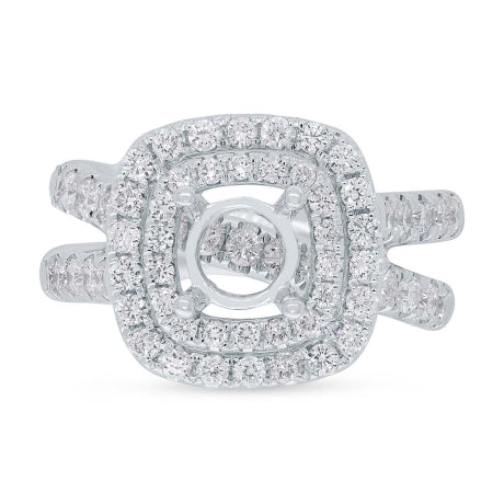 1.40ct 14k White Gold Diamond Semi-mount Ring for 1.50ct Center