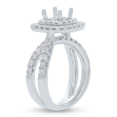 1.40ct 14k White Gold Diamond Semi-mount Ring for 1.50ct Center