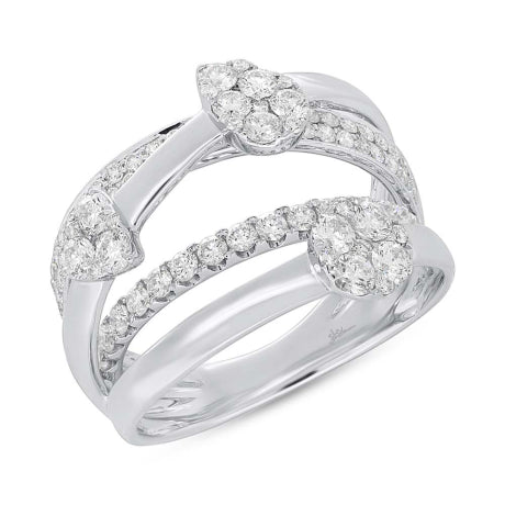 1.48ct 18k White Gold Diamond Cluster Bridge Ring