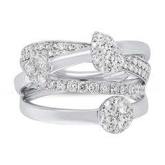 1.48ct 18k White Gold Diamond Cluster Bridge Ring