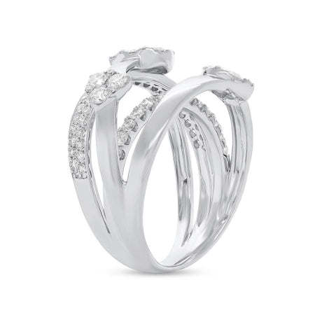 1.48ct 18k White Gold Diamond Cluster Bridge Ring