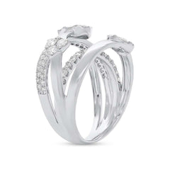 1.48ct 18k White Gold Diamond Cluster Bridge Ring