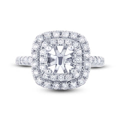 0.73ct 14k White Gold Diamond Semi-mount Ring for 6.5x6.5mm Center Size 4.75