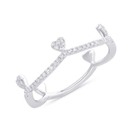 0.13ct 14k White Gold Diamond Heart Crown Ring Size 8
