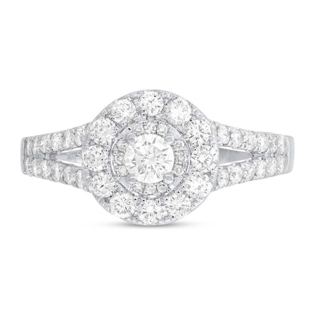 0.20ct Round Brilliant Center and 0.82ct Side 14k White Gold Diamond Engagement Ring