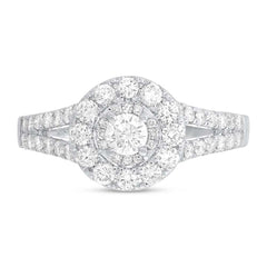 0.20ct Round Brilliant Center and 0.82ct Side 14k White Gold Diamond Engagement Ring