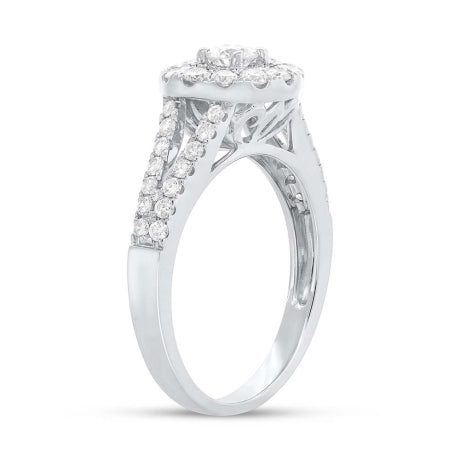 0.20ct Round Brilliant Center and 0.82ct Side 14k White Gold Diamond Engagement Ring