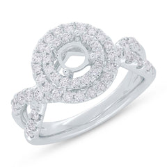 0.70ct 14k White Gold Diamond Semi-mount Ring for 0.30ct Center
