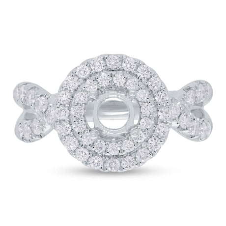 0.70ct 14k White Gold Diamond Semi-mount Ring for 0.30ct Center