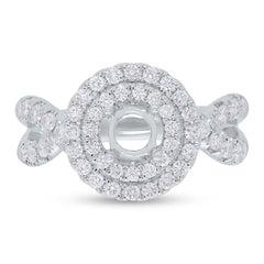 0.70ct 14k White Gold Diamond Semi-mount Ring for 0.30ct Center
