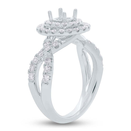 0.70ct 14k White Gold Diamond Semi-mount Ring for 0.30ct Center