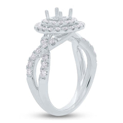 0.70ct 14k White Gold Diamond Semi-mount Ring for 0.30ct Center