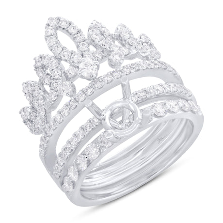 1.55ct 18k White Gold Diamond Semi-mount Ring 2-pc Size 6.5