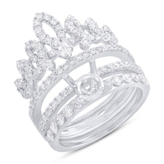 1.55ct 18k White Gold Diamond Semi-mount Ring 2-pc Size 6.5