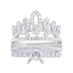 1.55ct 18k White Gold Diamond Semi-mount Ring 2-pc Size 6.5