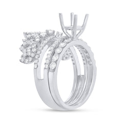 1.55ct 18k White Gold Diamond Semi-mount Ring 2-pc Size 6.5