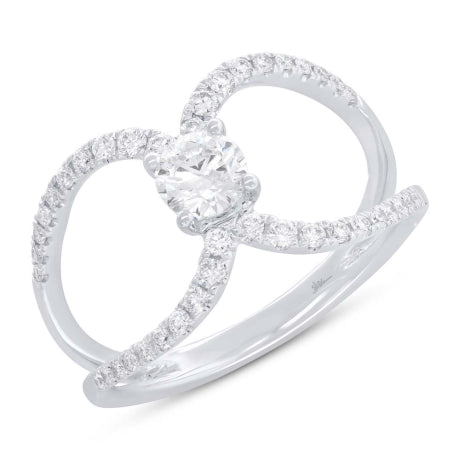 0.40ct Round Brilliant Center and 0.32ct Side 14k White Gold Diamond Lady's Ring