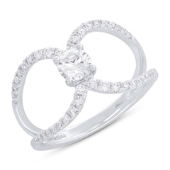 0.40ct Round Brilliant Center and 0.32ct Side 14k White Gold Diamond Lady's Ring