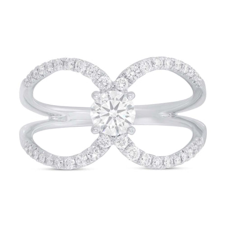 0.40ct Round Brilliant Center and 0.32ct Side 14k White Gold Diamond Lady's Ring