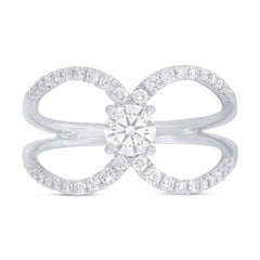 0.40ct Round Brilliant Center and 0.32ct Side 14k White Gold Diamond Lady's Ring