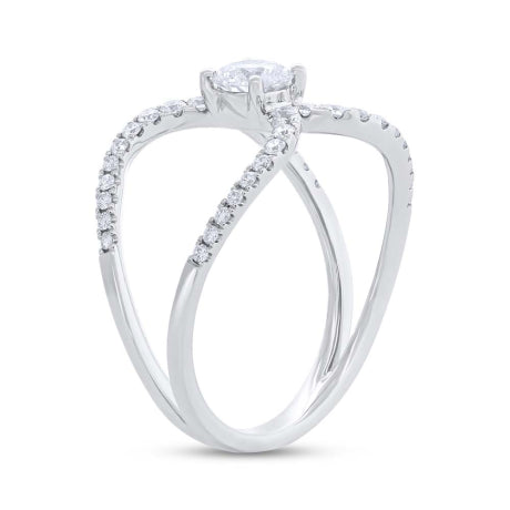 0.40ct Round Brilliant Center and 0.32ct Side 14k White Gold Diamond Lady's Ring