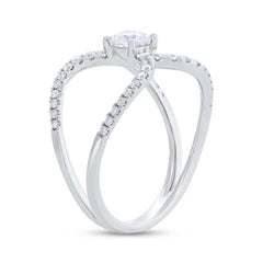 0.40ct Round Brilliant Center and 0.32ct Side 14k White Gold Diamond Lady's Ring