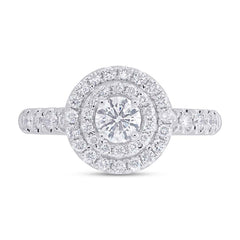 0.40ct Round Brilliant Center and 0.50ct Side 14k White Gold Diamond Engagement Ring Size 6.5
