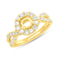 0.75ct 14k Yellow Gold Diamond Semi-mount Ring for 0.60ct Center