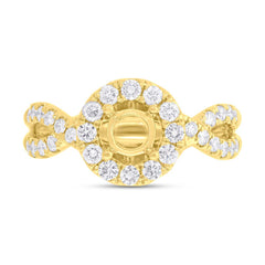 0.75ct 14k Yellow Gold Diamond Semi-mount Ring for 0.60ct Center