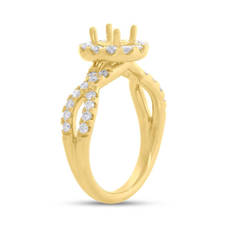 0.75ct 14k Yellow Gold Diamond Semi-mount Ring for 0.60ct Center