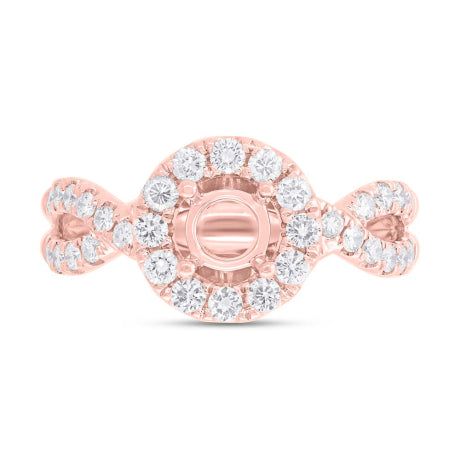 0.75ct 14k Rose Gold Diamond Semi-mount Ring for 0.60ct Center
