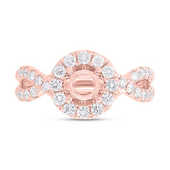 0.75ct 14k Rose Gold Diamond Semi-mount Ring for 0.60ct Center