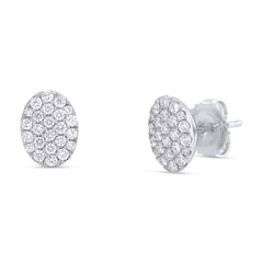 0.48ct 14k White Gold Diamond Pave Oval Earring