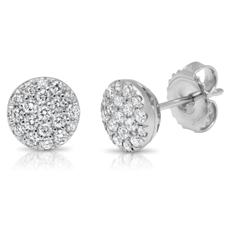0.48ct 14k White Gold Diamond Pave Circle Stud Earring
