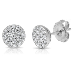 0.48ct 14k White Gold Diamond Pave Circle Stud Earring