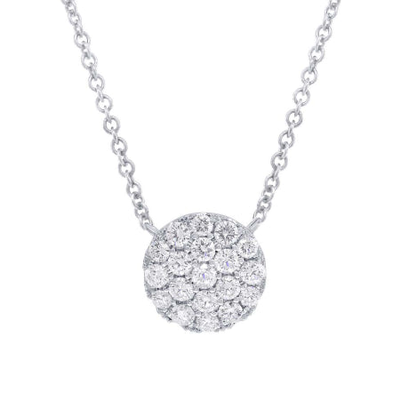 0.66ct 14k White Gold Diamond Pave Circle Necklace