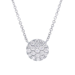 0.66ct 14k White Gold Diamond Pave Circle Necklace
