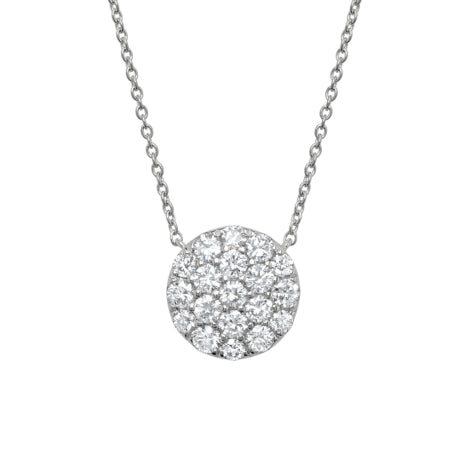0.99ct 14k White Gold Diamond Pave Circle Necklace