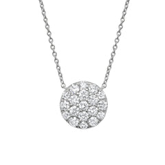 0.99ct 14k White Gold Diamond Pave Circle Necklace