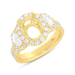 1.26ct 18k Yellow Gold Diamond Semi-mount Ring for 9x8mm Oval Center Size 5.75