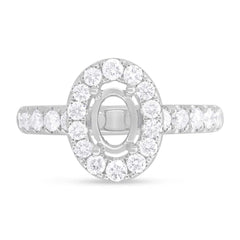 0.84ct 14k White Gold Diamond Semi-mount Ring for 7.5x5.5mm Oval Center