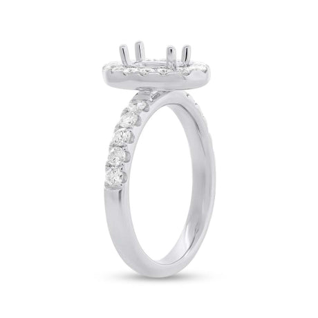 0.84ct 14k White Gold Diamond Semi-mount Ring for 7.5x5.5mm Oval Center