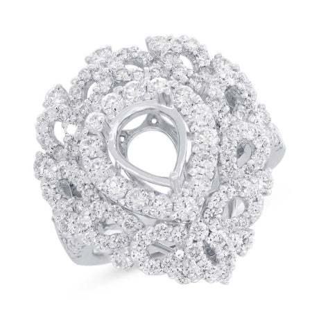 2.40ct 18k White Gold Diamond Semi-mount Ring Size 7.75
